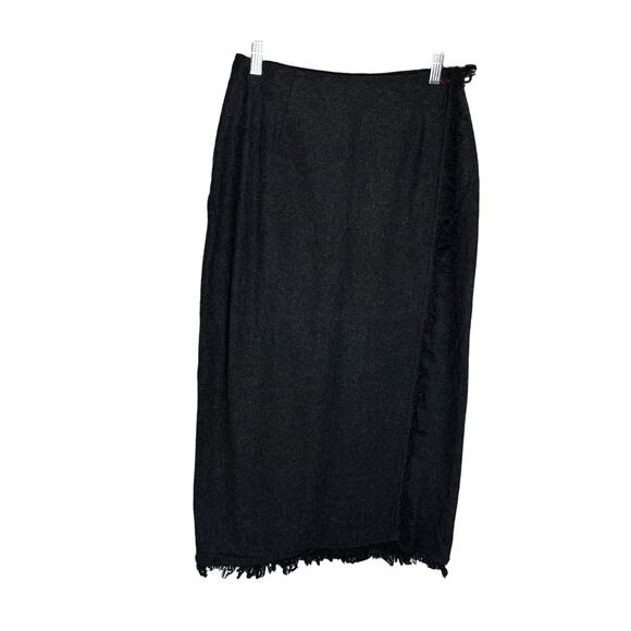 Austin Clothing Company Womens Gray Wool Blend Midi Wrap Skirt Fringe Size Small - Picture 1 of 7
